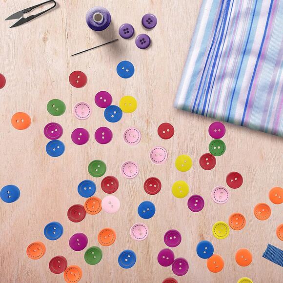 100 Pcs Colorful Wooden Round Buttons With 2 Holes Rustic Buttons For Cloth US - Picture 5 of 10